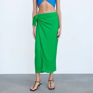Green zara wrap skirt worn once